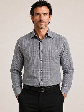 COOGI Men's Black White Gingham Dress Shirt - Size Large 16.5 34/35